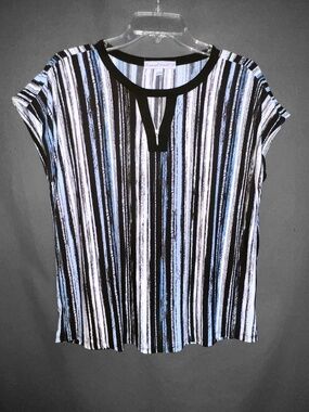 Sweet Violet Black, Blue & White Striped Lounge Top